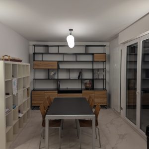 Libreria in ferro e olmo